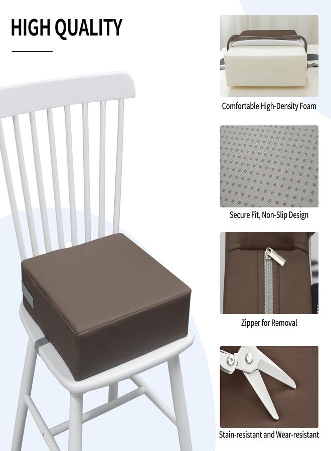Eiury Toddler Booster Seat Dining Table Kitchen Chair, Waterproof Anti-Scratch PU Cushion, Non-Slip Bottom, Adjustable Buckle Straps, Easy Clean Portable Seat Cushion (Dark Brown) - Image 4